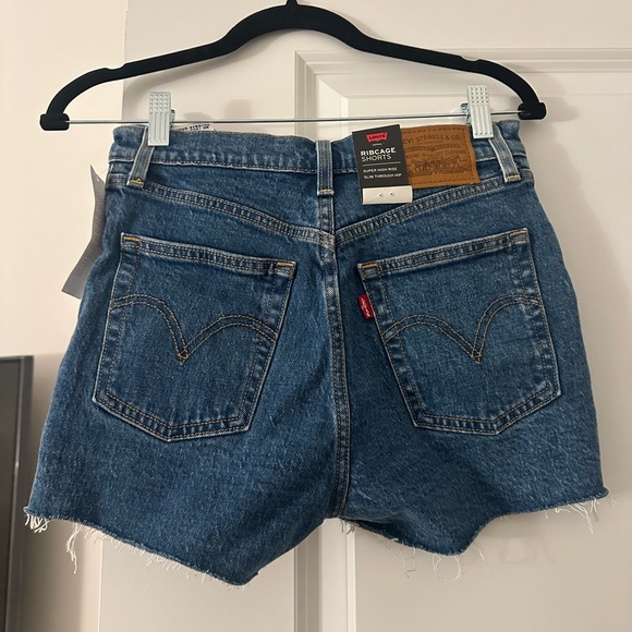 Levi's Blue High Waist Denim Shorts - Picture 3 of 4